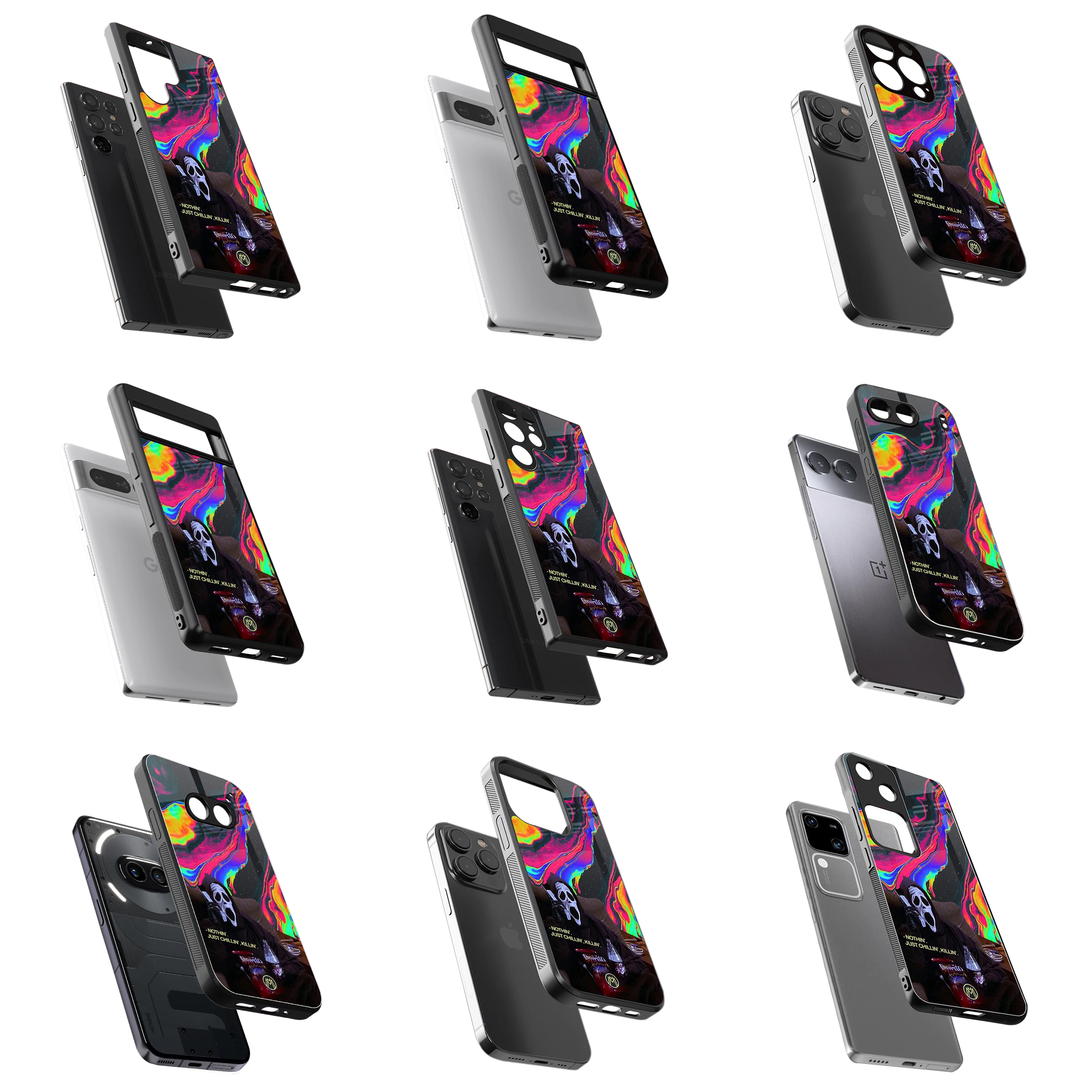 Durable Glass Back Mobile Case for iPhone, Samsung, OnePlus, Google Pixel, Redmi, Vivo, Oppo