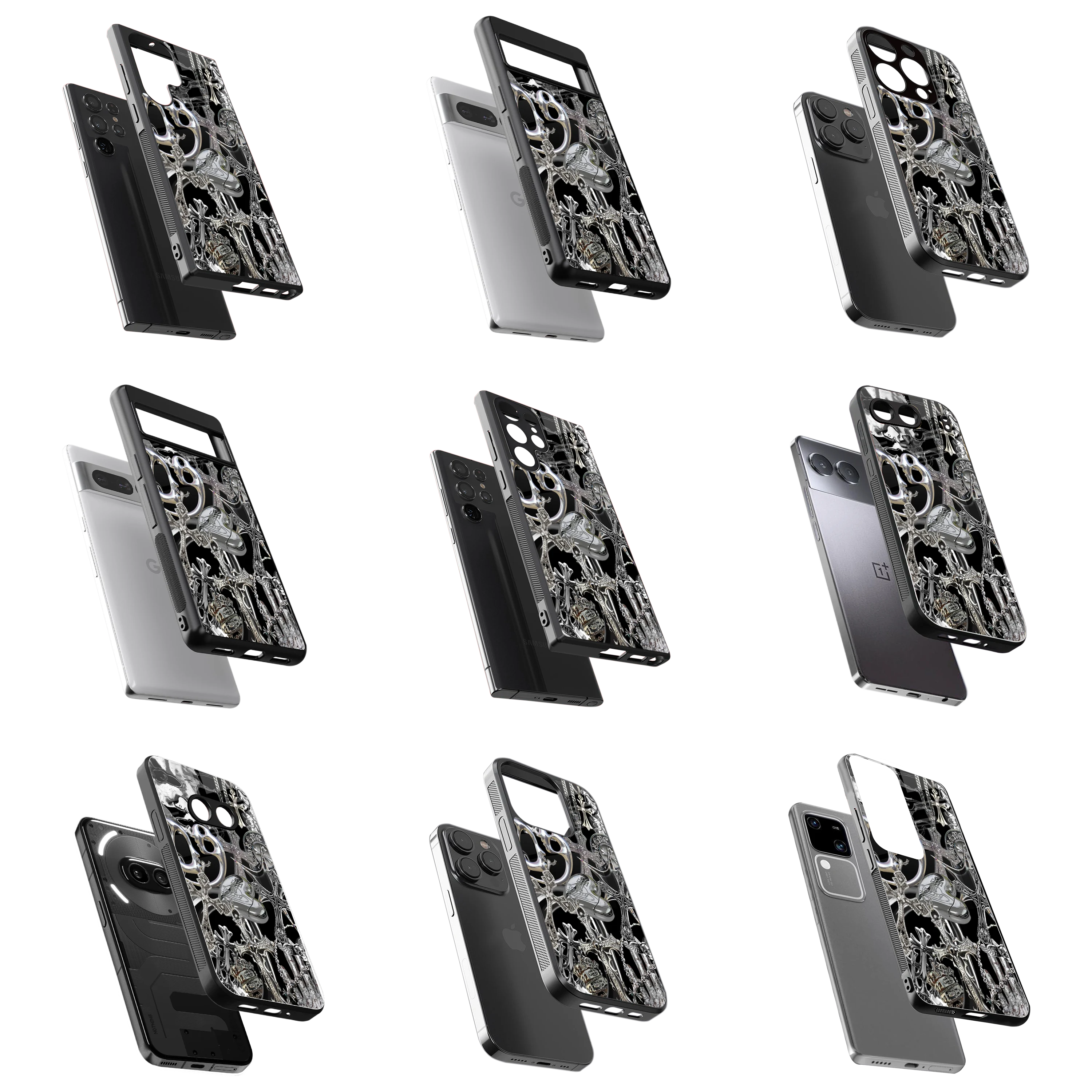 Durable Glass Back Mobile Case for iPhone, Samsung, OnePlus, Google Pixel, Redmi, Vivo, Oppo