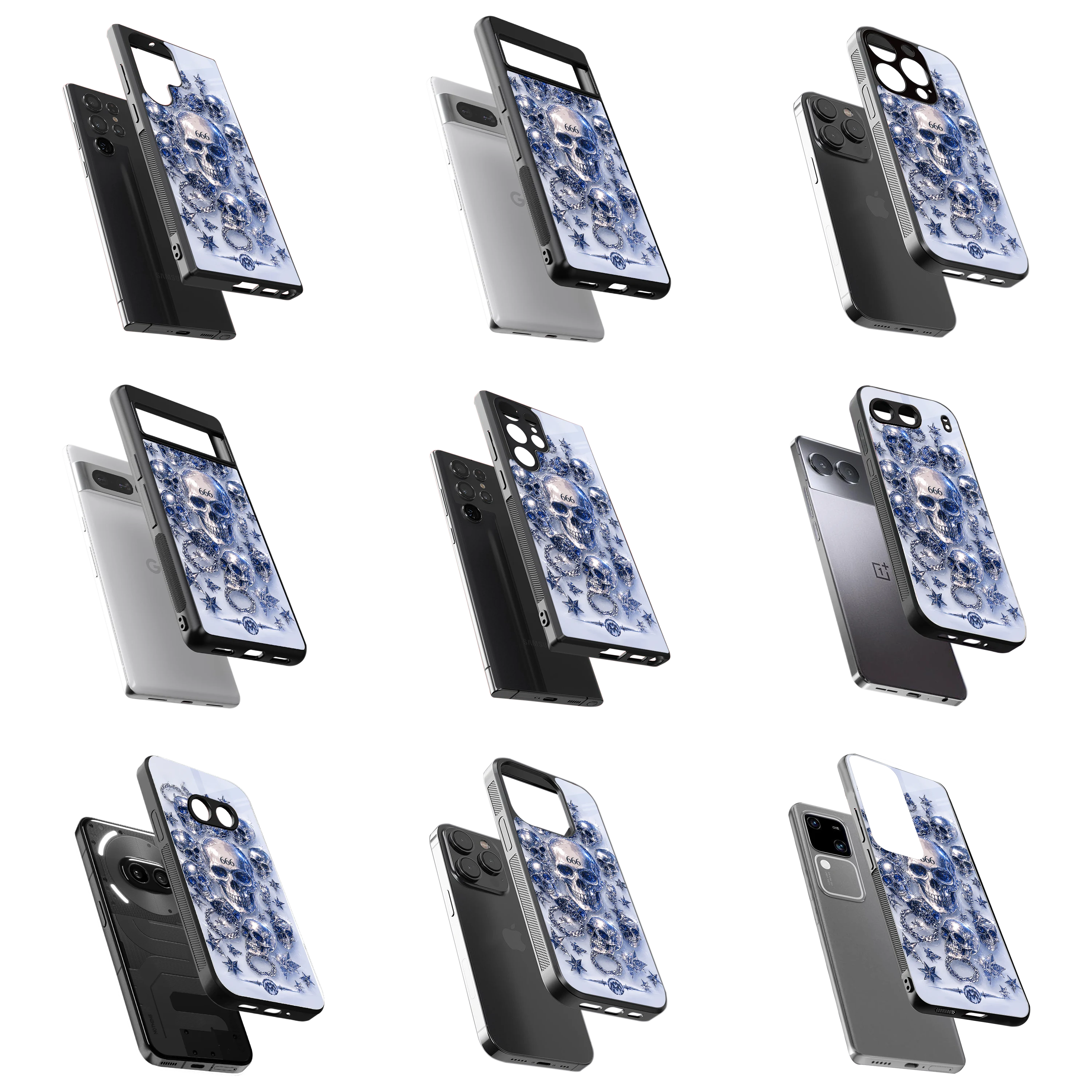 Durable Glass Back Mobile Case for iPhone, Samsung, OnePlus, Google Pixel, Redmi, Vivo, Oppo