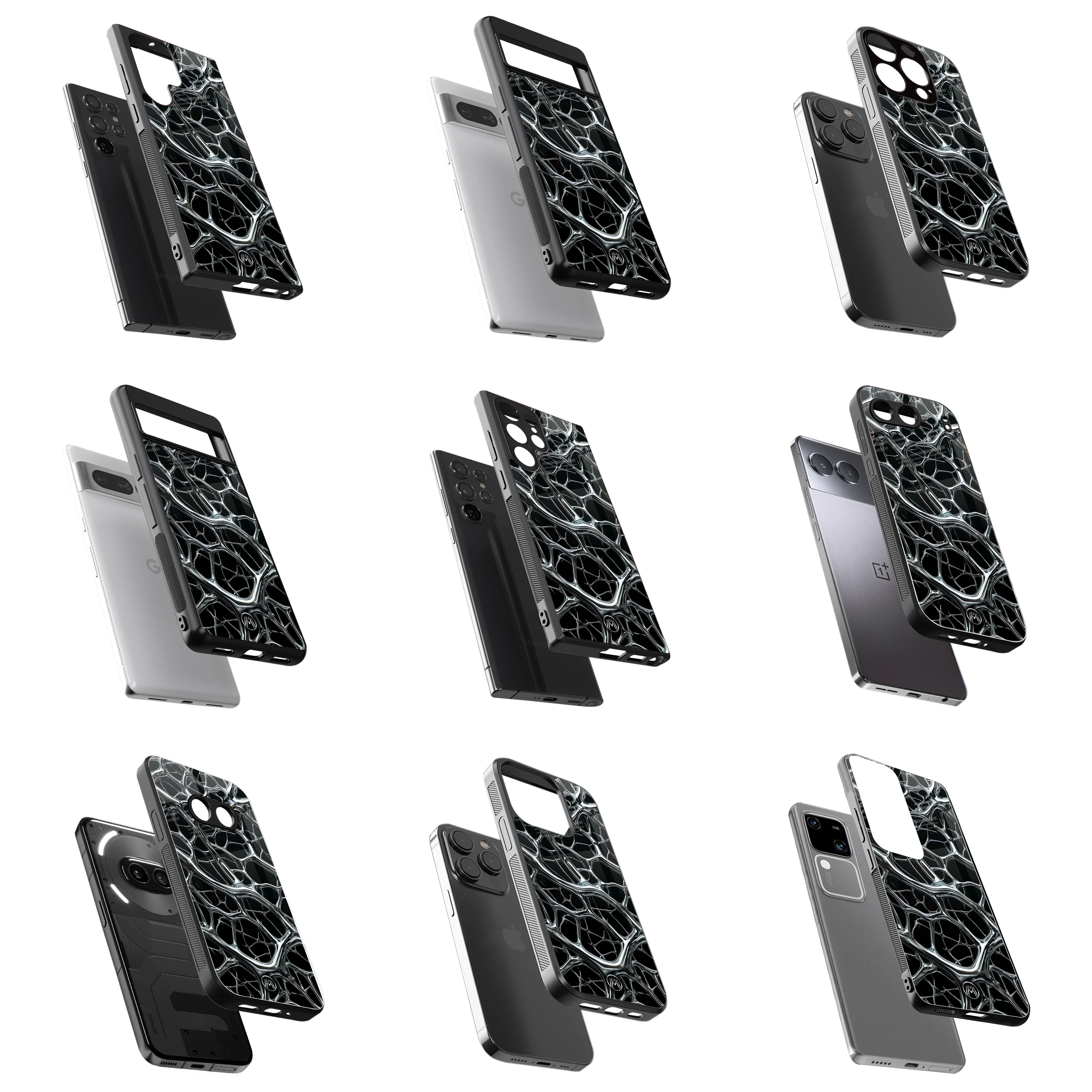 Durable Glass Back Mobile Case for iPhone, Samsung, OnePlus, Google Pixel, Redmi, Vivo, Oppo