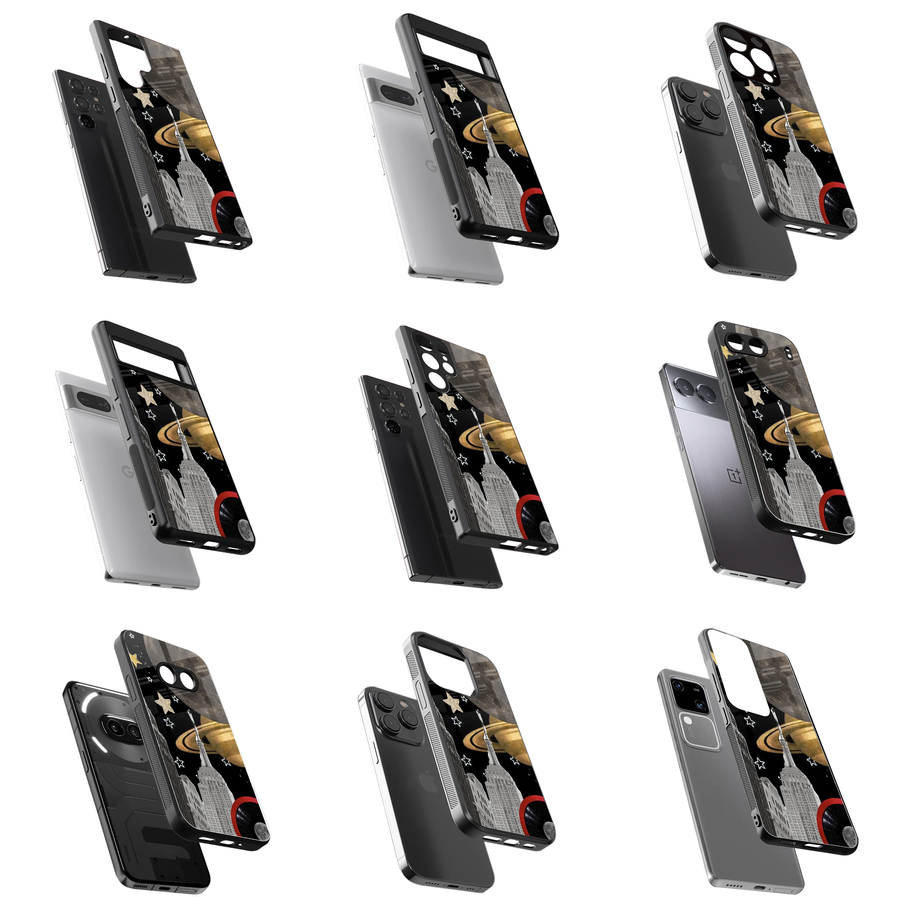 Durable Glass Back Mobile Case for iPhone, Samsung, OnePlus, Google Pixel, Redmi, Vivo, Oppo