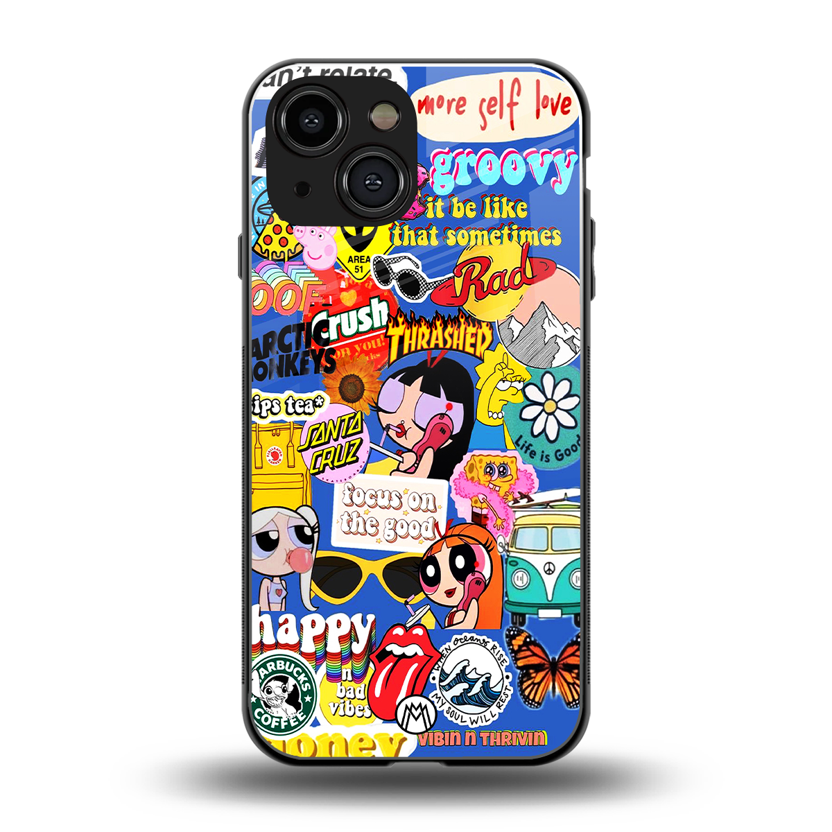 classic collage aesthetic back phone cover | glass case for iphone 13 mini