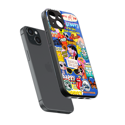 classic collage aesthetic back phone cover | glass case for iphone 13 mini