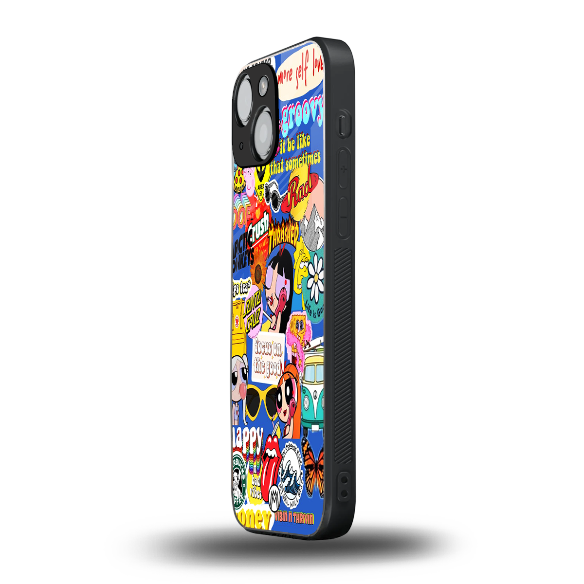 classic collage aesthetic back phone cover | glass case for iphone 13 mini