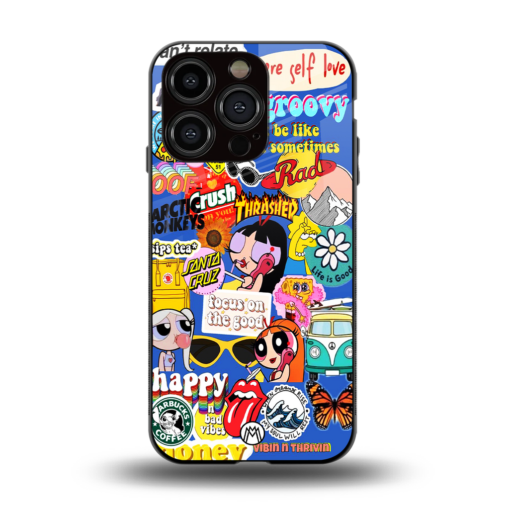 classic collage aesthetic back phone cover | glass case for iphone 13 pro
