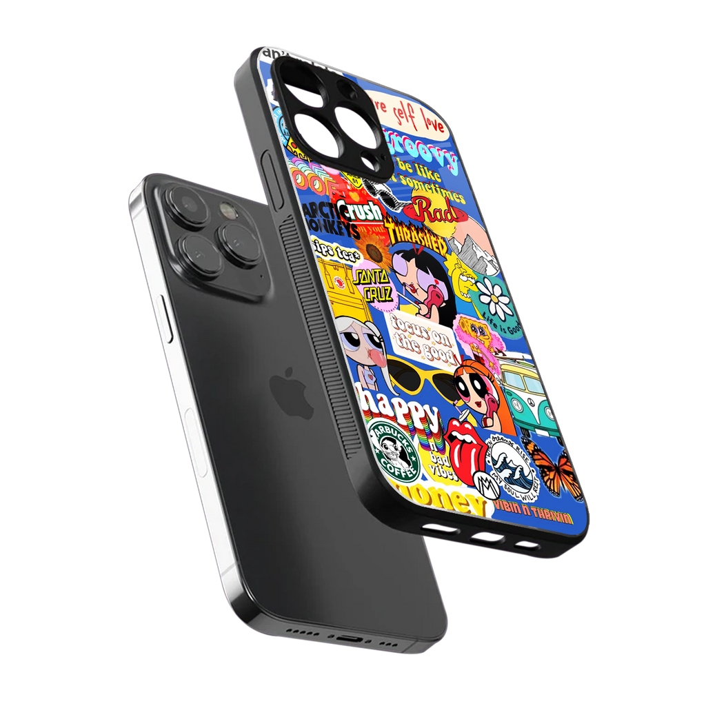 classic collage aesthetic back phone cover | glass case for iphone 13 pro