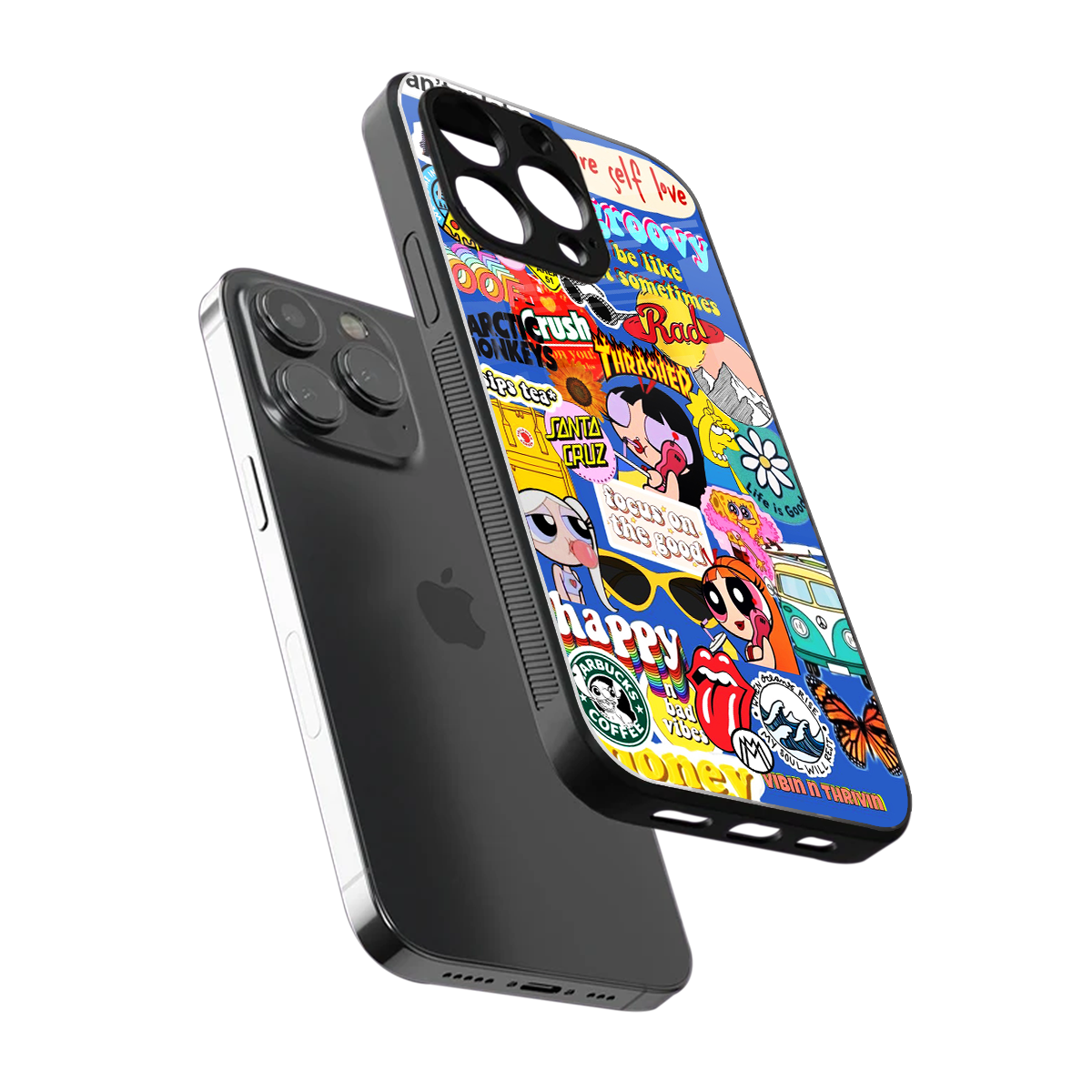 classic collage aesthetic back phone cover | glass case for iphone 13 pro