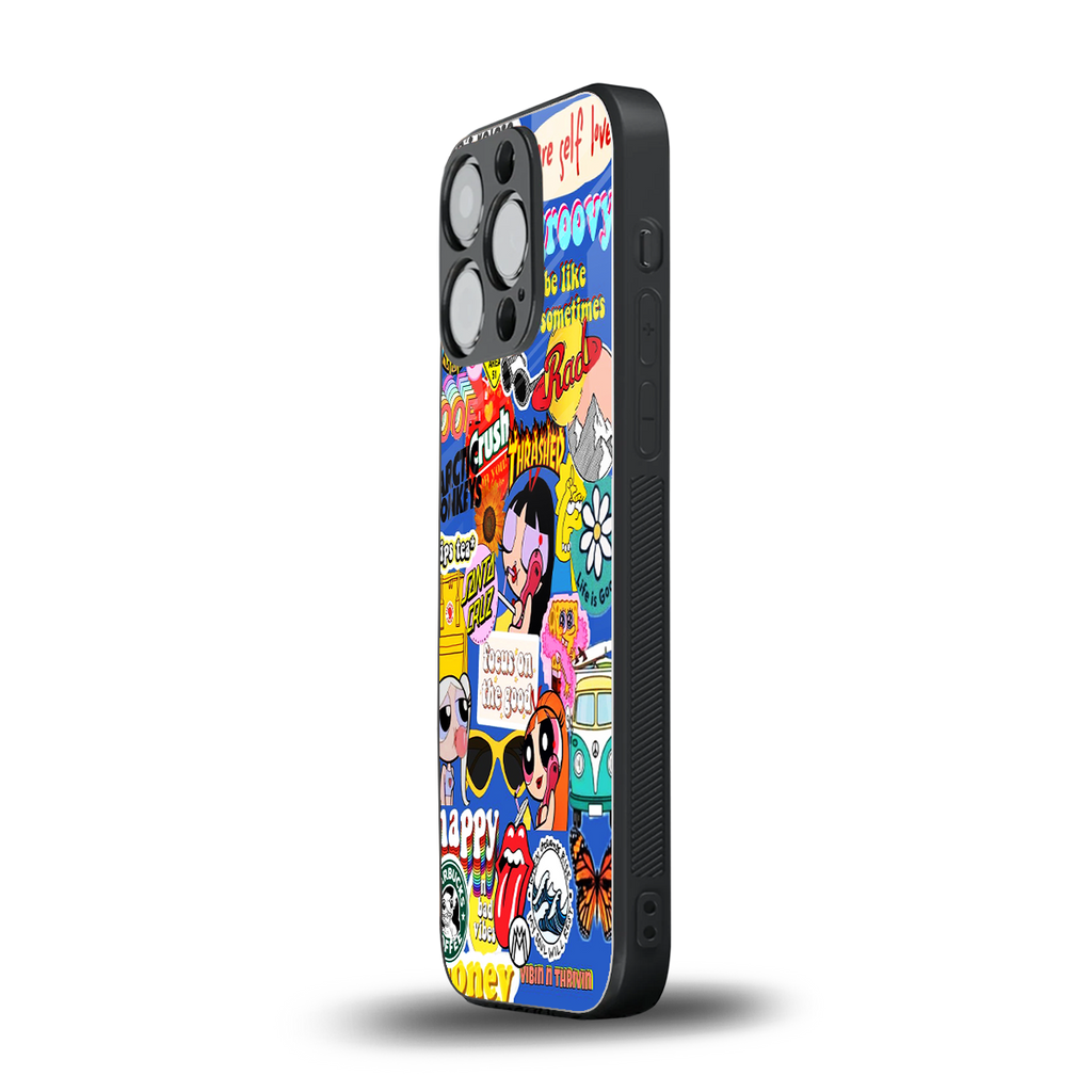 classic collage aesthetic back phone cover | glass case for iphone 13 pro