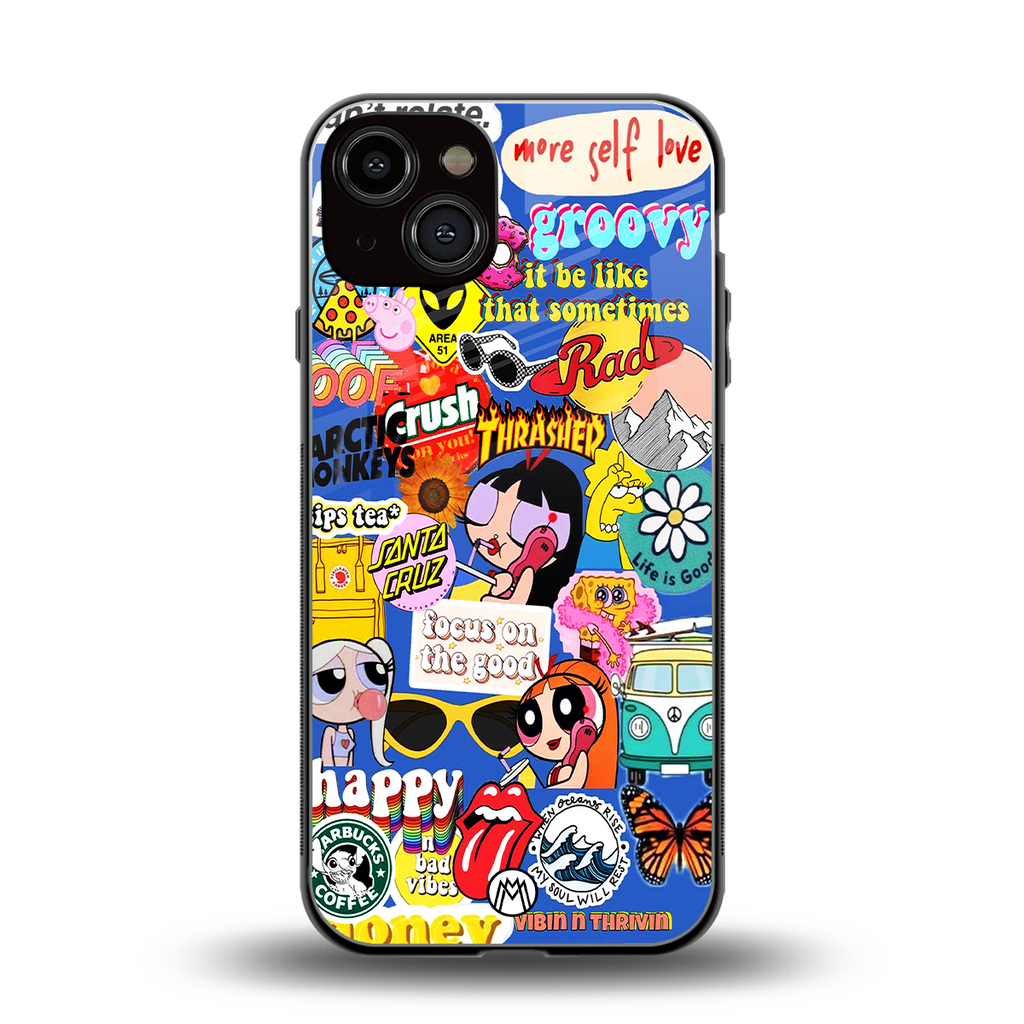 classic collage aesthetic back phone cover | glass case for iphone 13