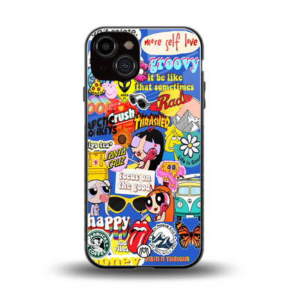 classic collage aesthetic back phone cover | glass case for iphone 13