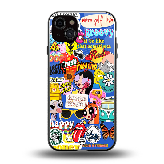 classic collage aesthetic back phone cover | glass case for iphone 15 plus