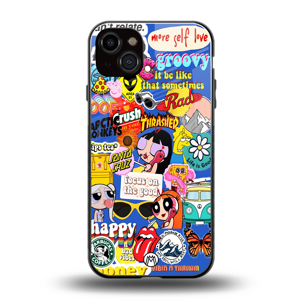 classic collage aesthetic back phone cover | glass case for iphone 14 plus