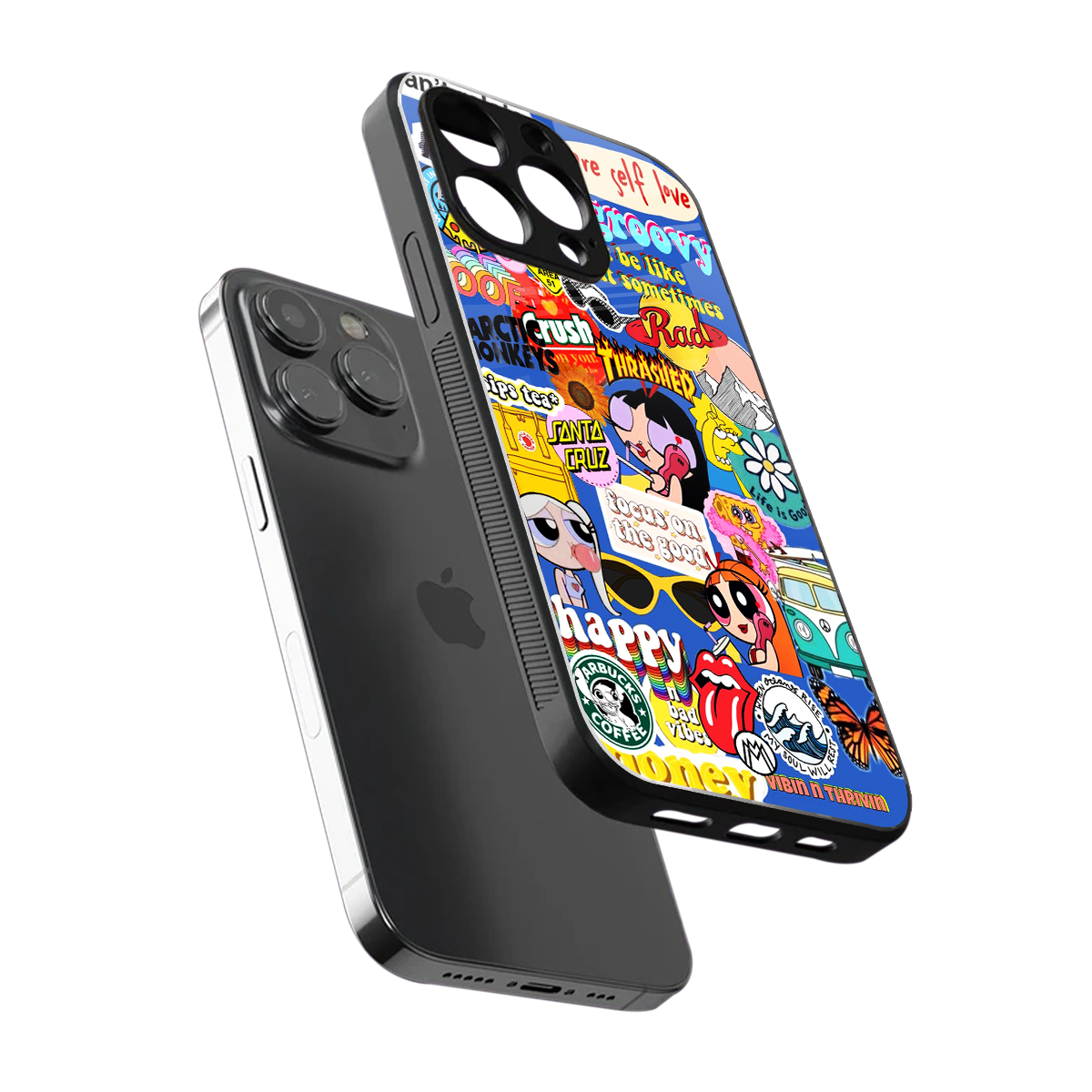 classic collage aesthetic back phone cover | glass case for iphone 15 pro max