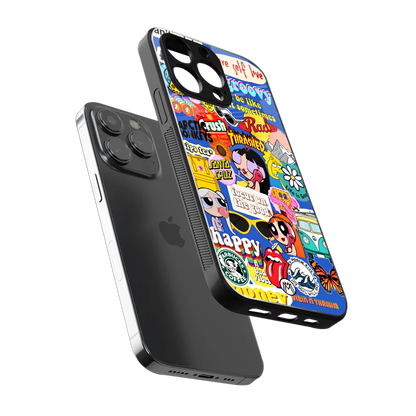 classic collage aesthetic back phone cover | glass case for iphone 14 pro max