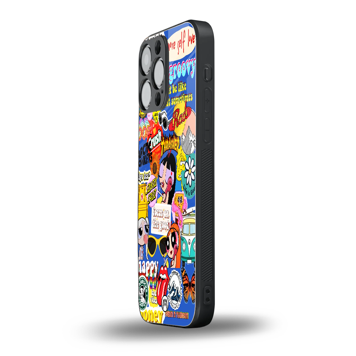 classic collage aesthetic back phone cover | glass case for iphone 15 pro max