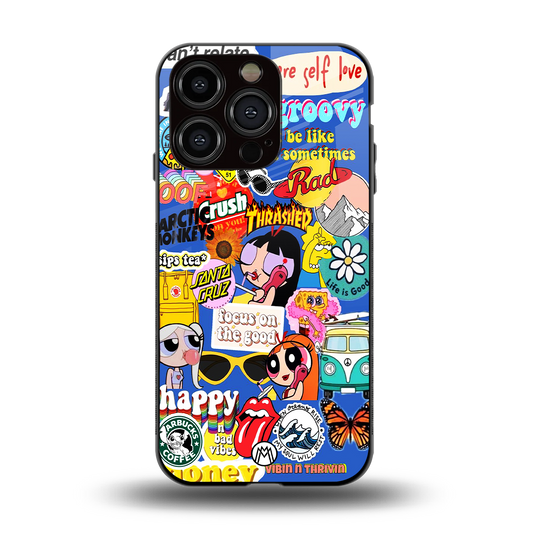 classic collage aesthetic back phone cover | glass case for iphone 14 pro