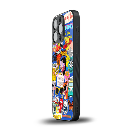 classic collage aesthetic back phone cover | glass case for iphone 15 pro