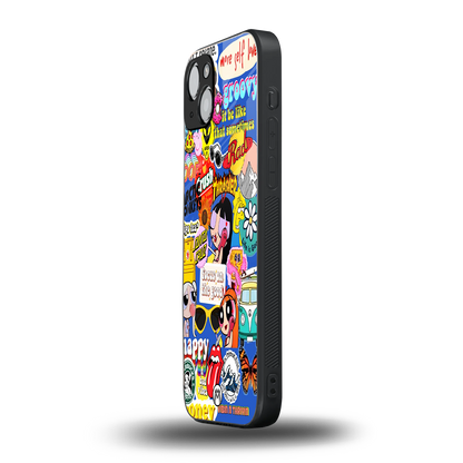 classic collage aesthetic back phone cover | glass case for iphone 15