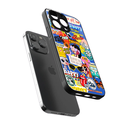 classic collage aesthetic back phone cover | glass case for iphone 15 pro