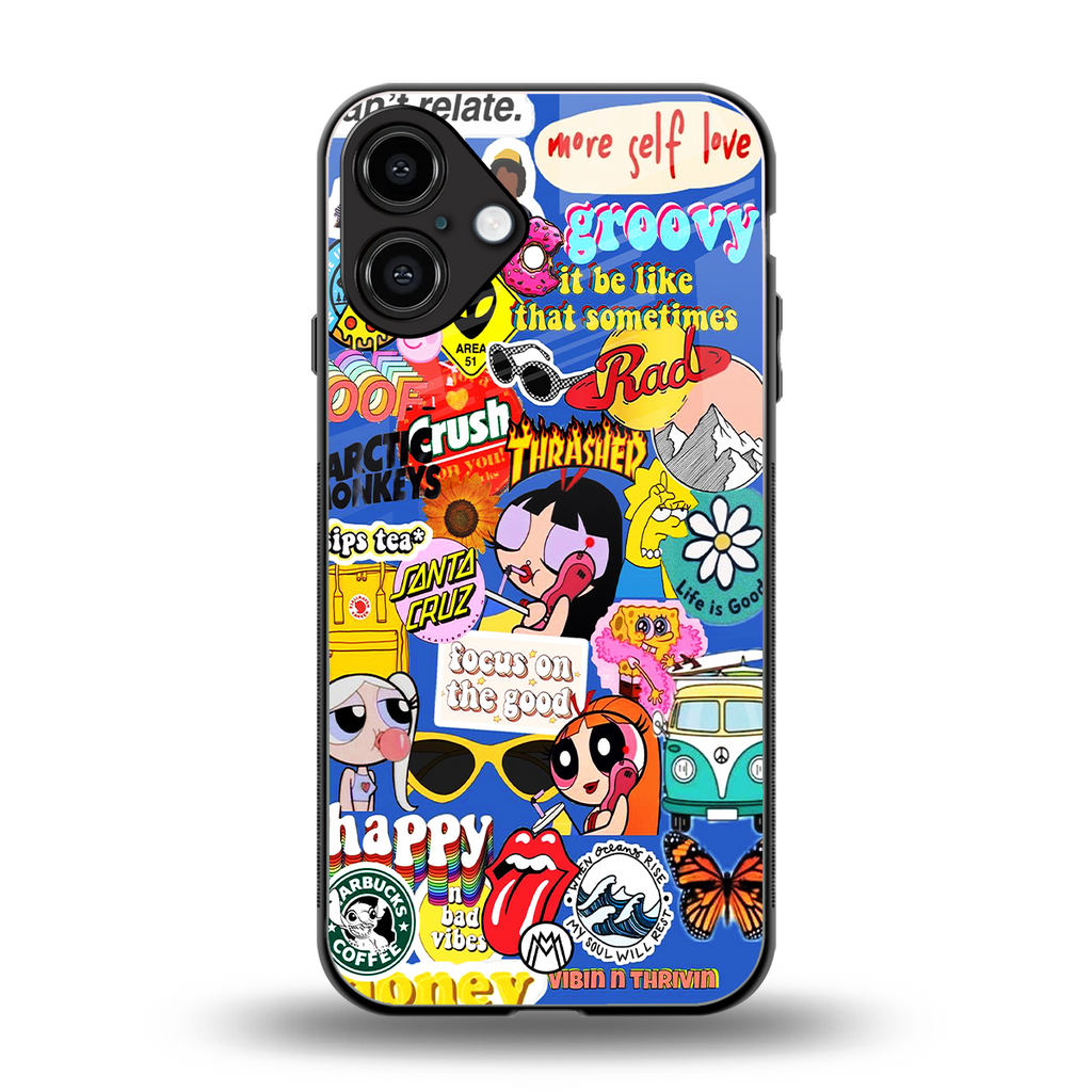 classic collage aesthetic back phone cover | glass case for iphone 16 plus