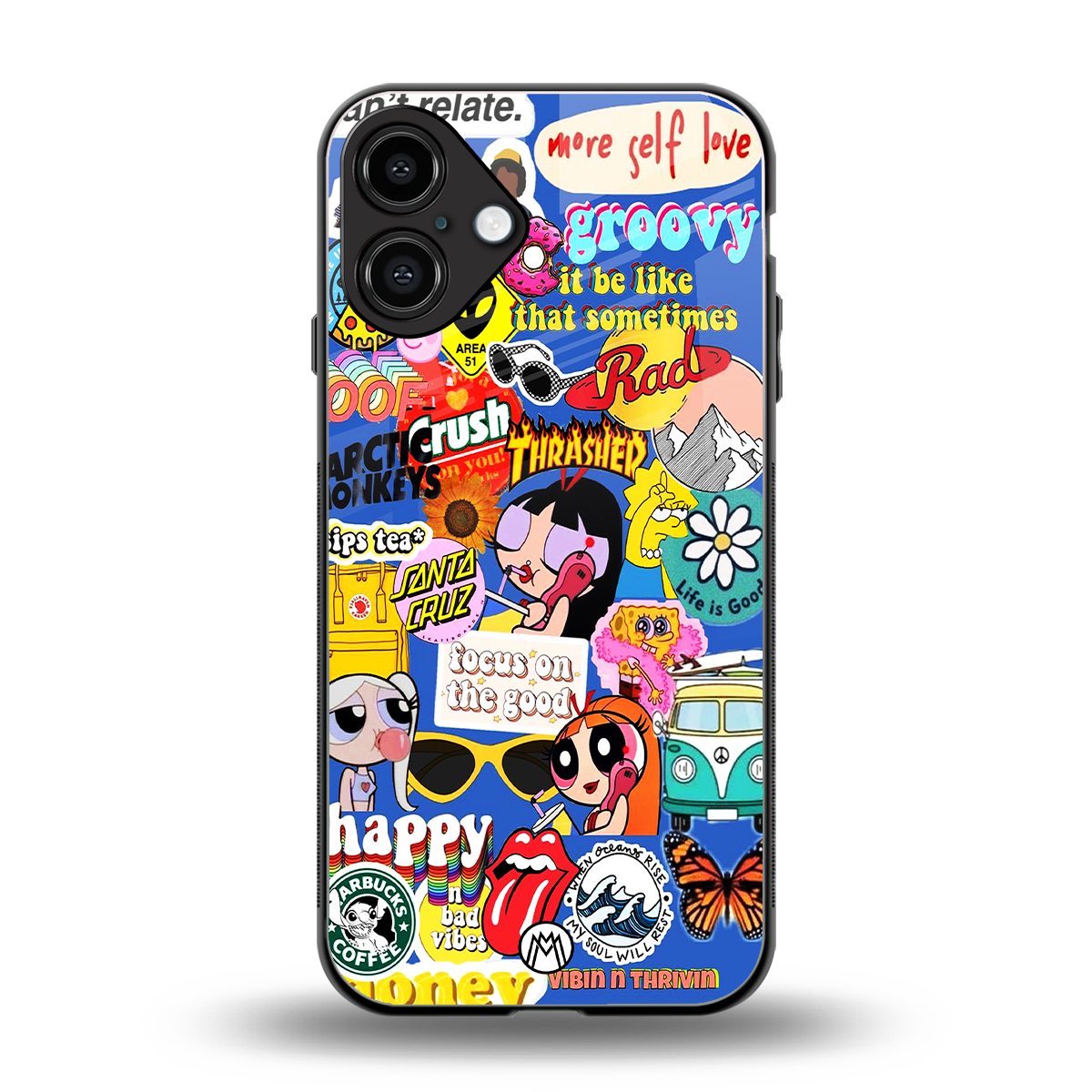 classic collage aesthetic back phone cover | glass case for iphone 16 plus