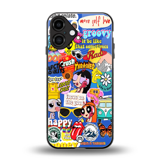 classic collage aesthetic back phone cover | glass case for iphone 16 plus