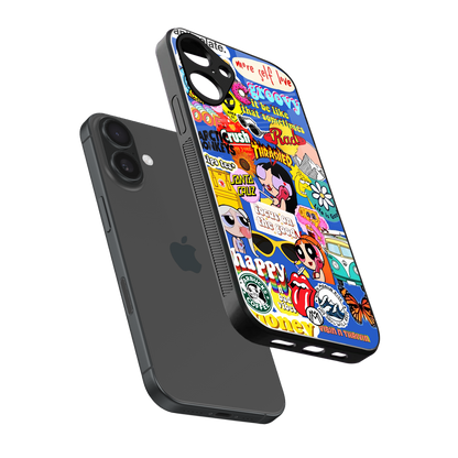 classic collage aesthetic back phone cover | glass case for iphone 16 plus