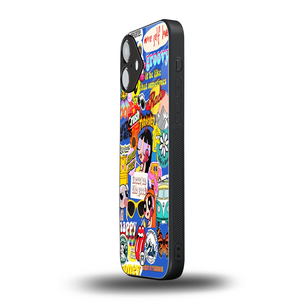 classic collage aesthetic back phone cover | glass case for iphone 16 plus