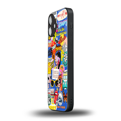 classic collage aesthetic back phone cover | glass case for iphone 16 plus