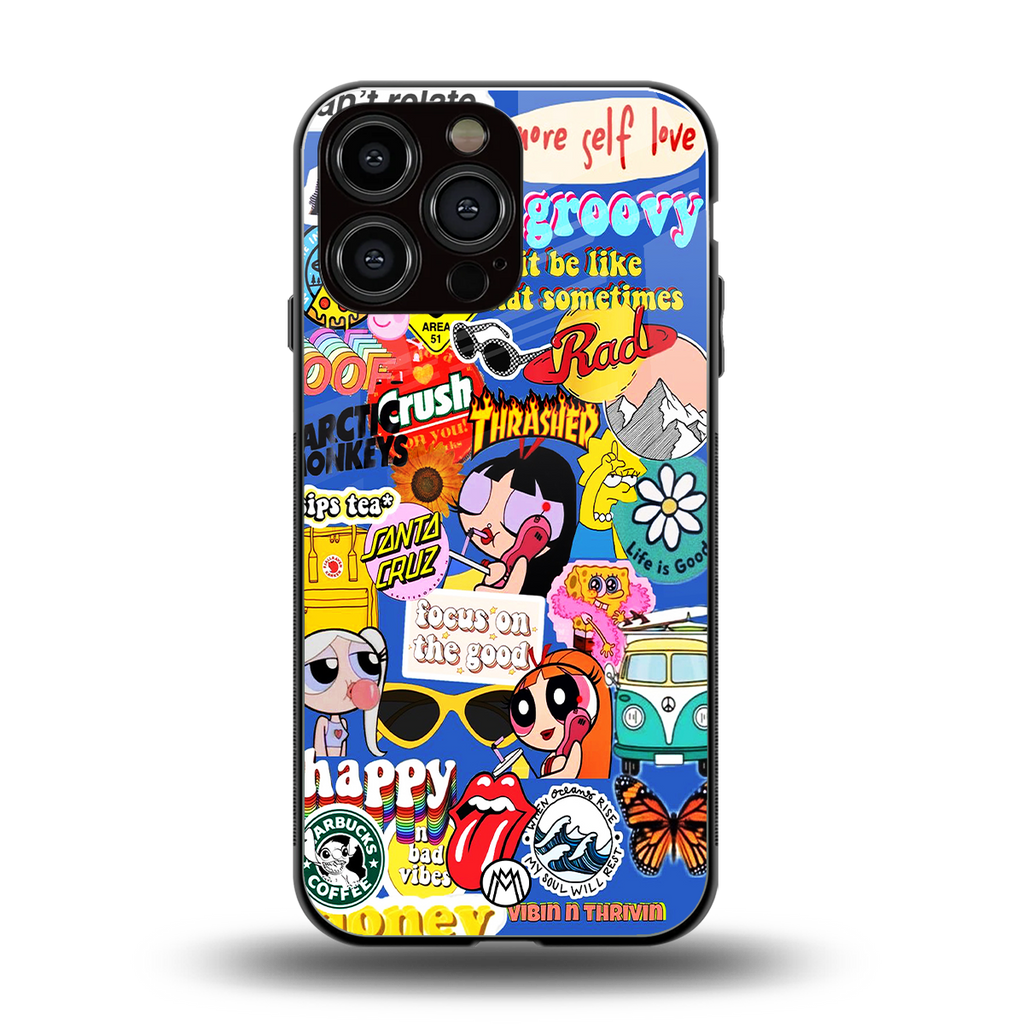 classic collage aesthetic back phone cover | glass case for iphone 16 pro max