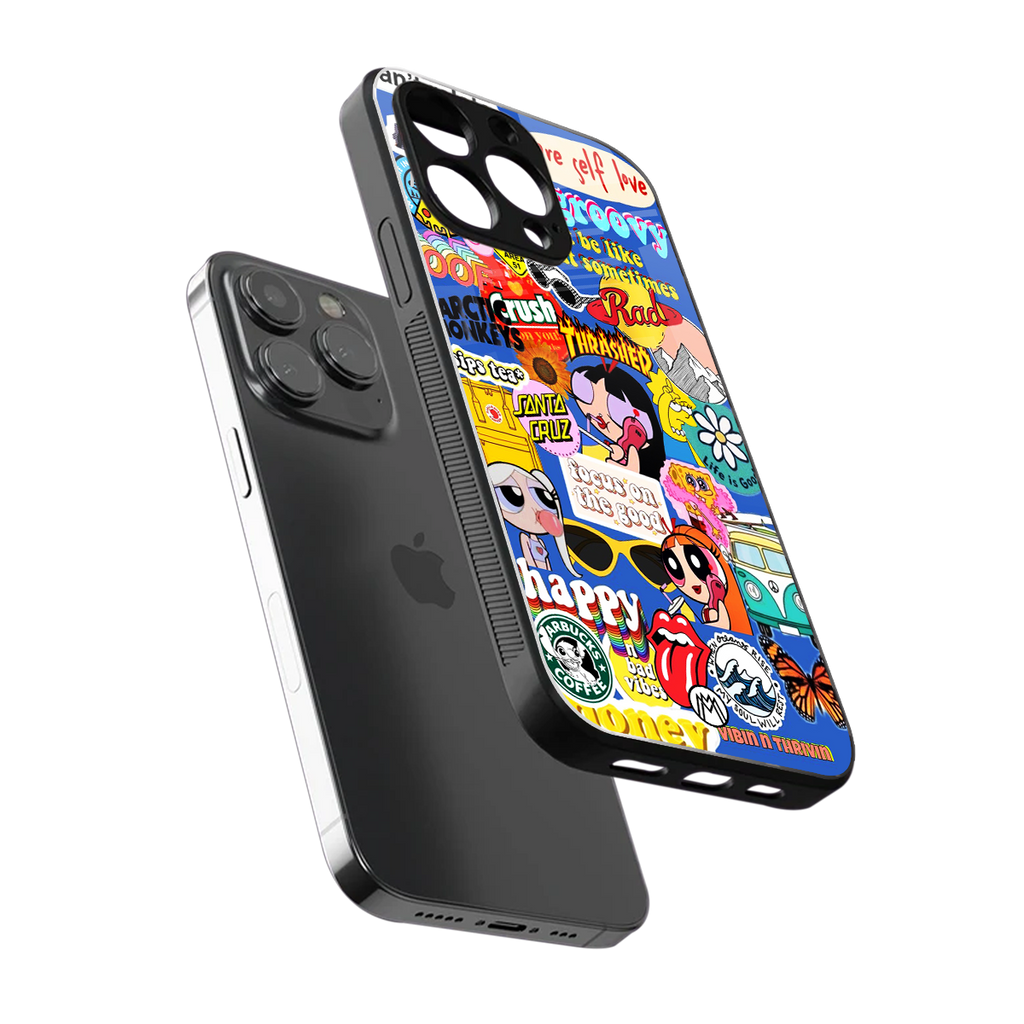classic collage aesthetic back phone cover | glass case for iphone 16 pro max