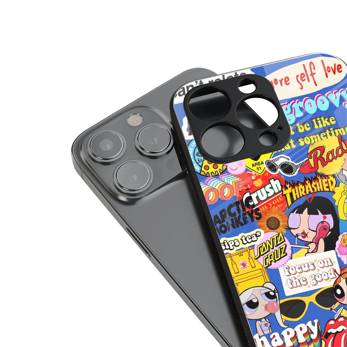 classic collage aesthetic back phone cover | glass case for iphone 13 pro max