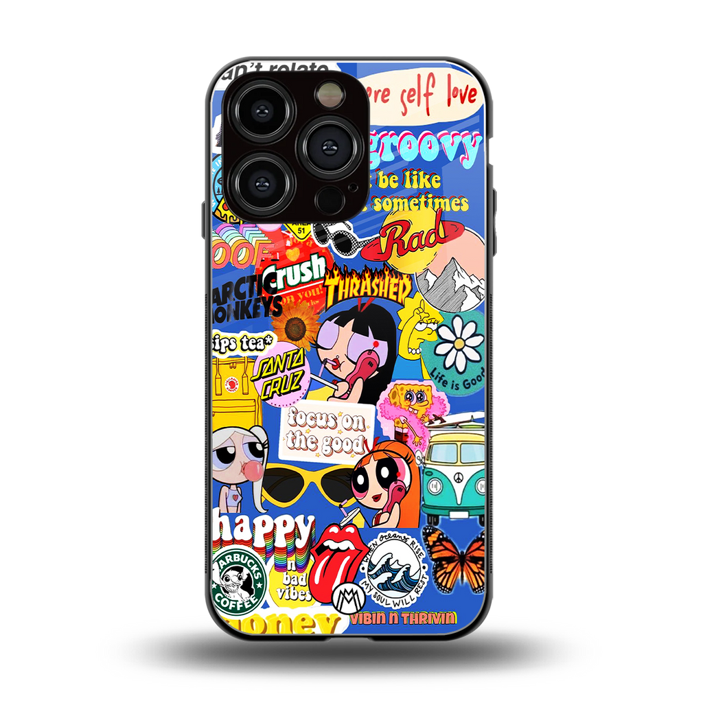 classic collage aesthetic back phone cover | glass case for iphone 16 pro