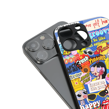 classic collage aesthetic back phone cover | glass case for iphone 15 pro