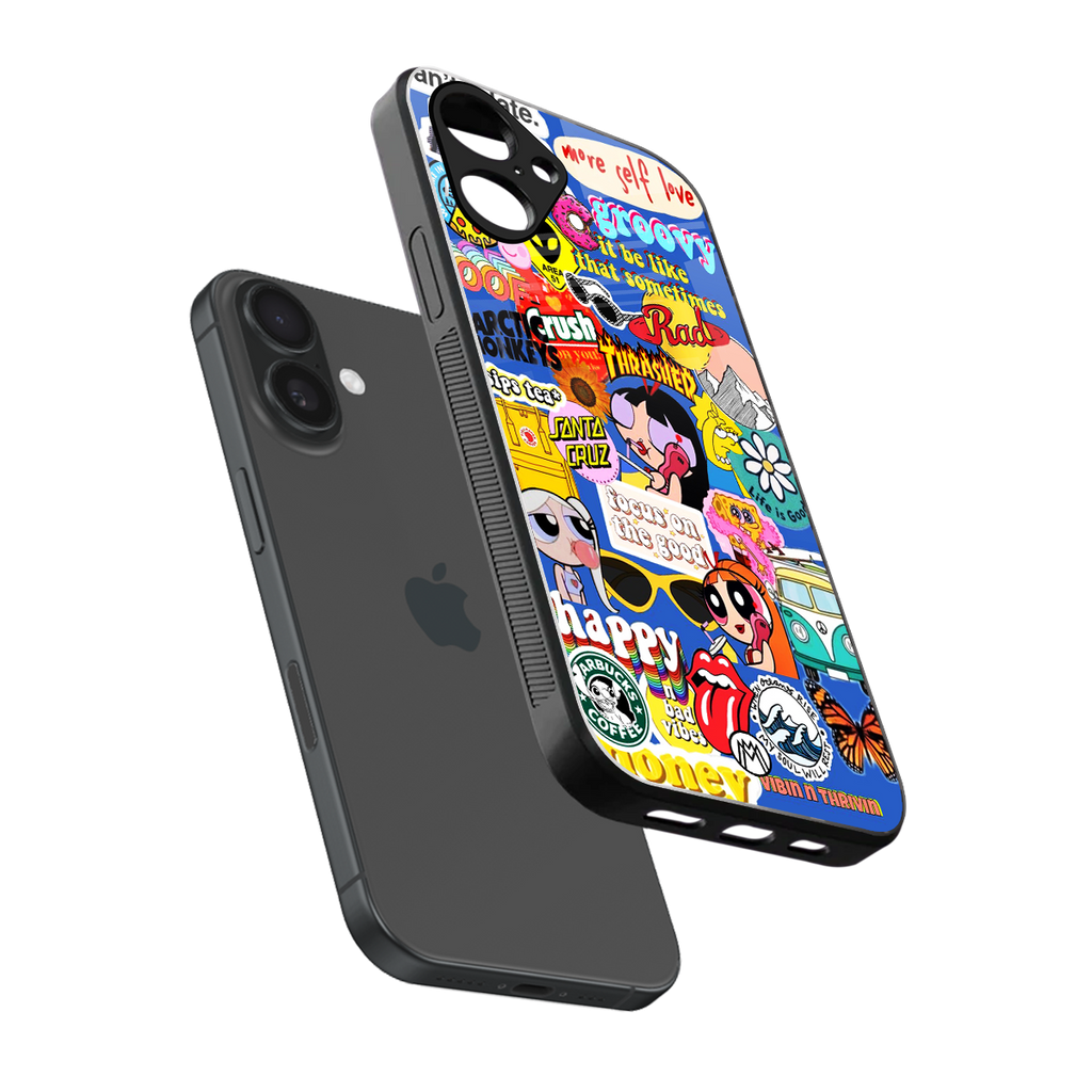 classic collage aesthetic back phone cover | glass case for iphone 16