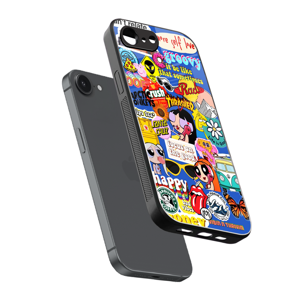 classic collage aesthetic back phone cover | glass case for iphone 16e