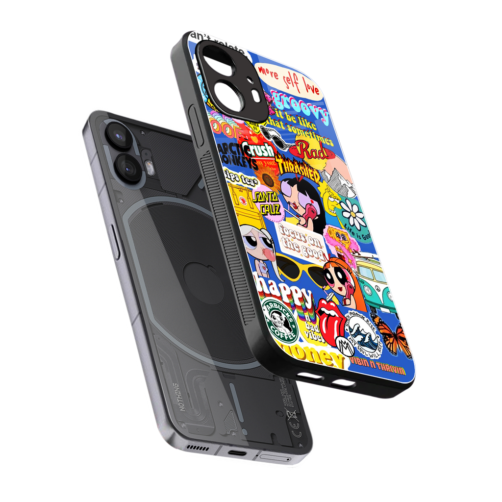 classic collage aesthetic back phone cover | glass case for nothing phone 2