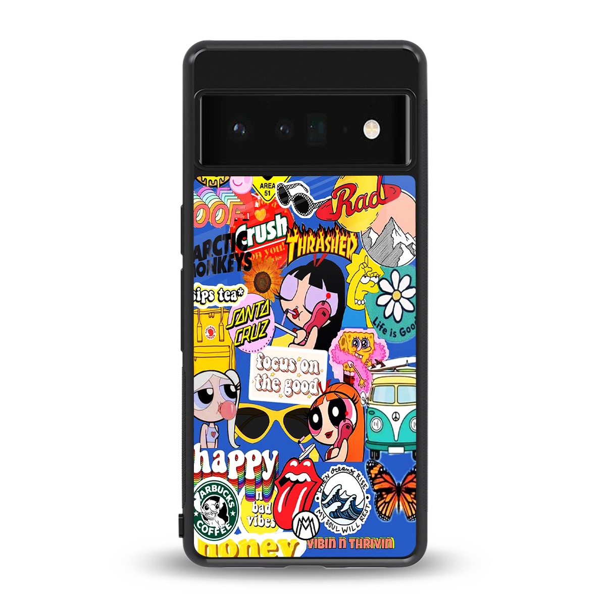 classic collage aesthetic back phone cover | glass case for google pixel 6 pro