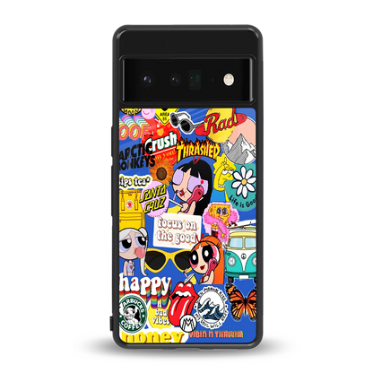 classic collage aesthetic back phone cover | glass case for google pixel 6 pro