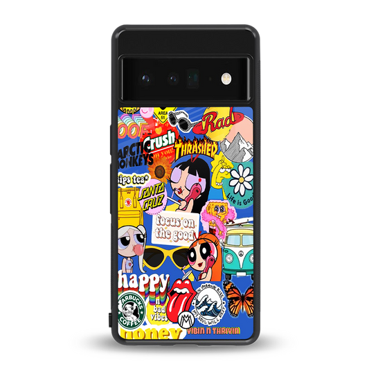 classic collage aesthetic back phone cover | glass case for google pixel 6 pro