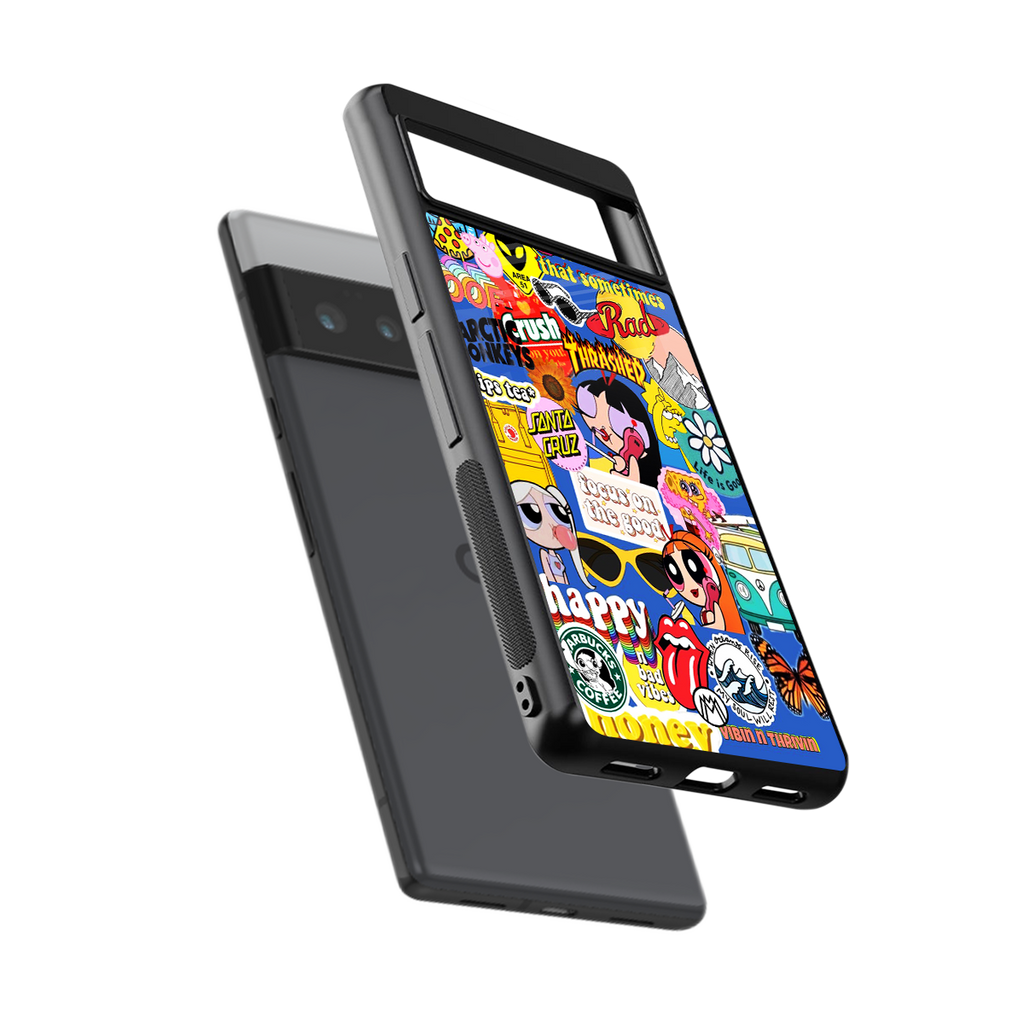 classic collage aesthetic back phone cover | glass case for google pixel 6 pro