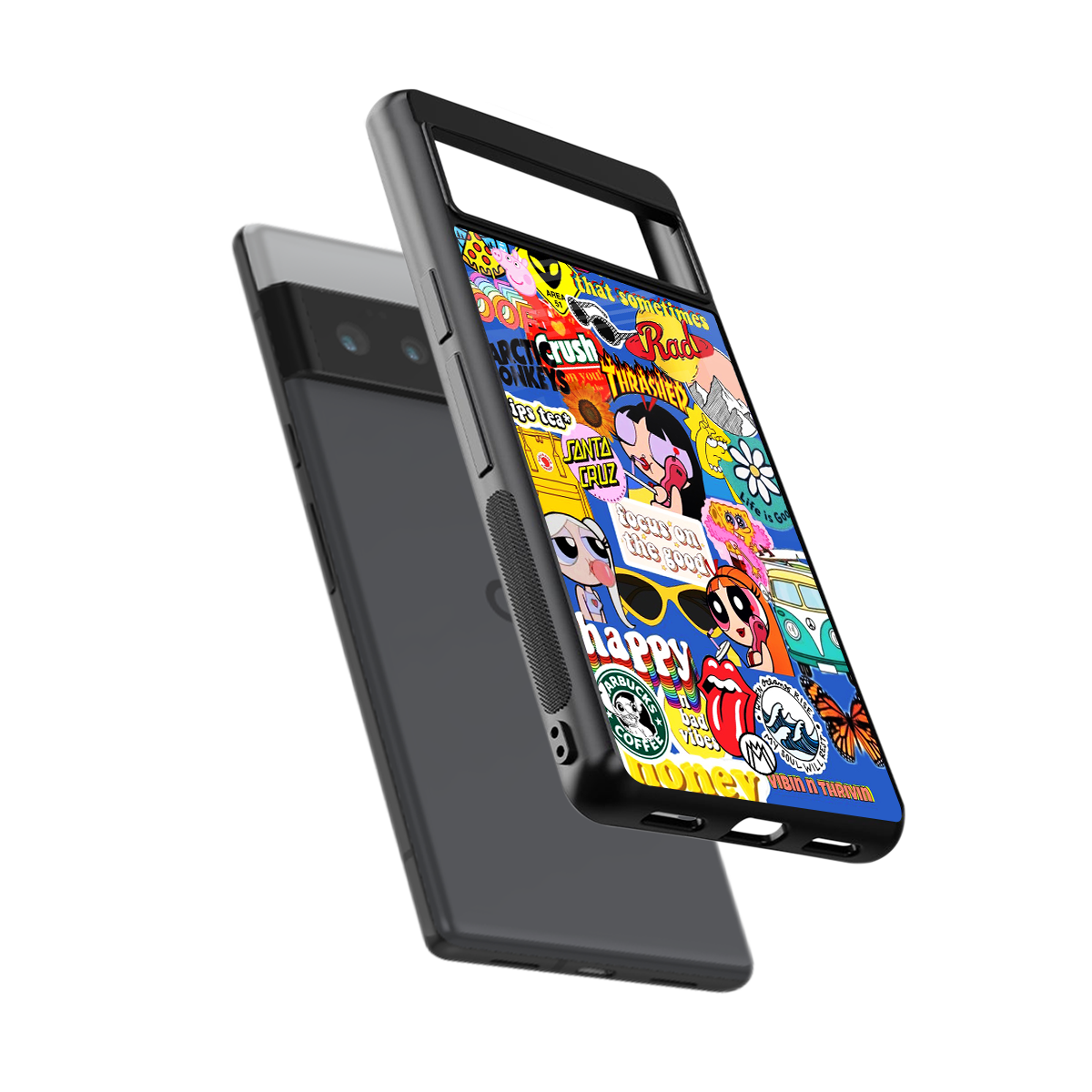 classic collage aesthetic back phone cover | glass case for google pixel 6 pro