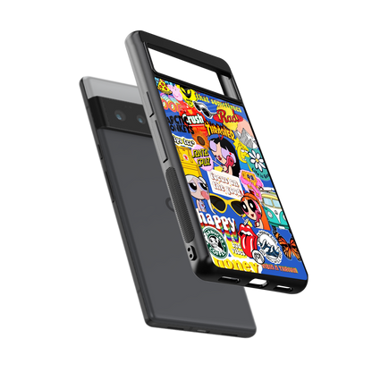 classic collage aesthetic back phone cover | glass case for google pixel 6 pro