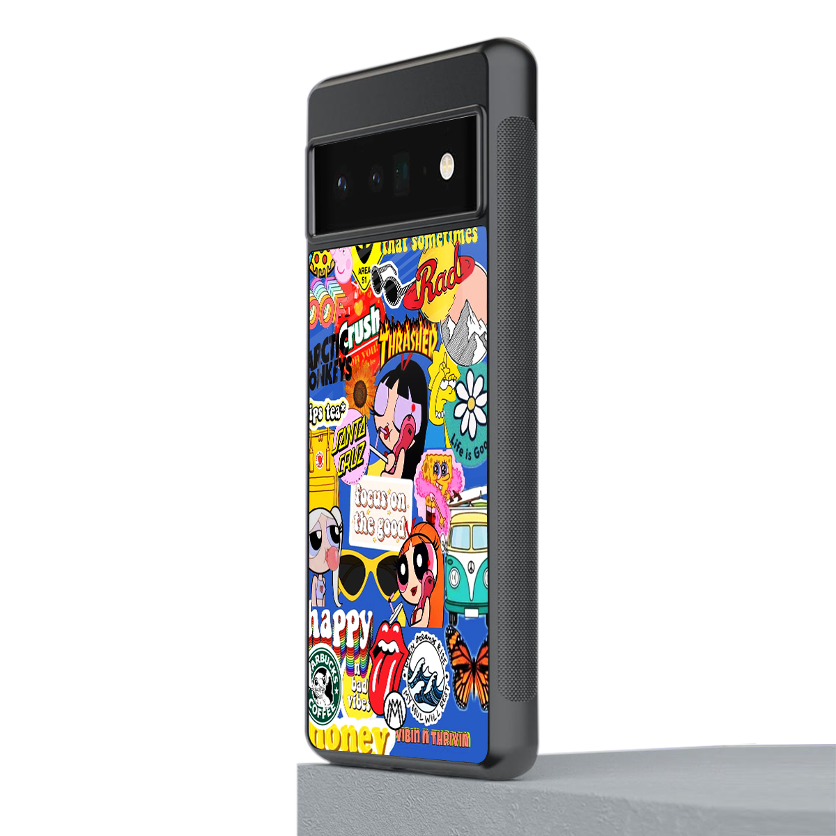 classic collage aesthetic back phone cover | glass case for google pixel 6 pro