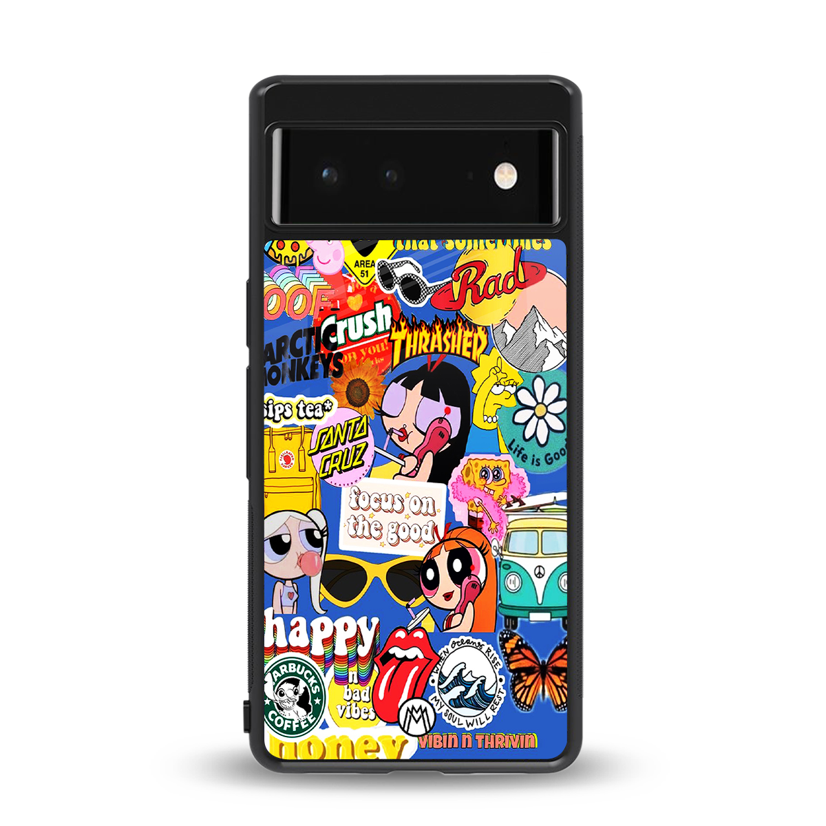 classic collage aesthetic back phone cover | glass case for google pixel 6