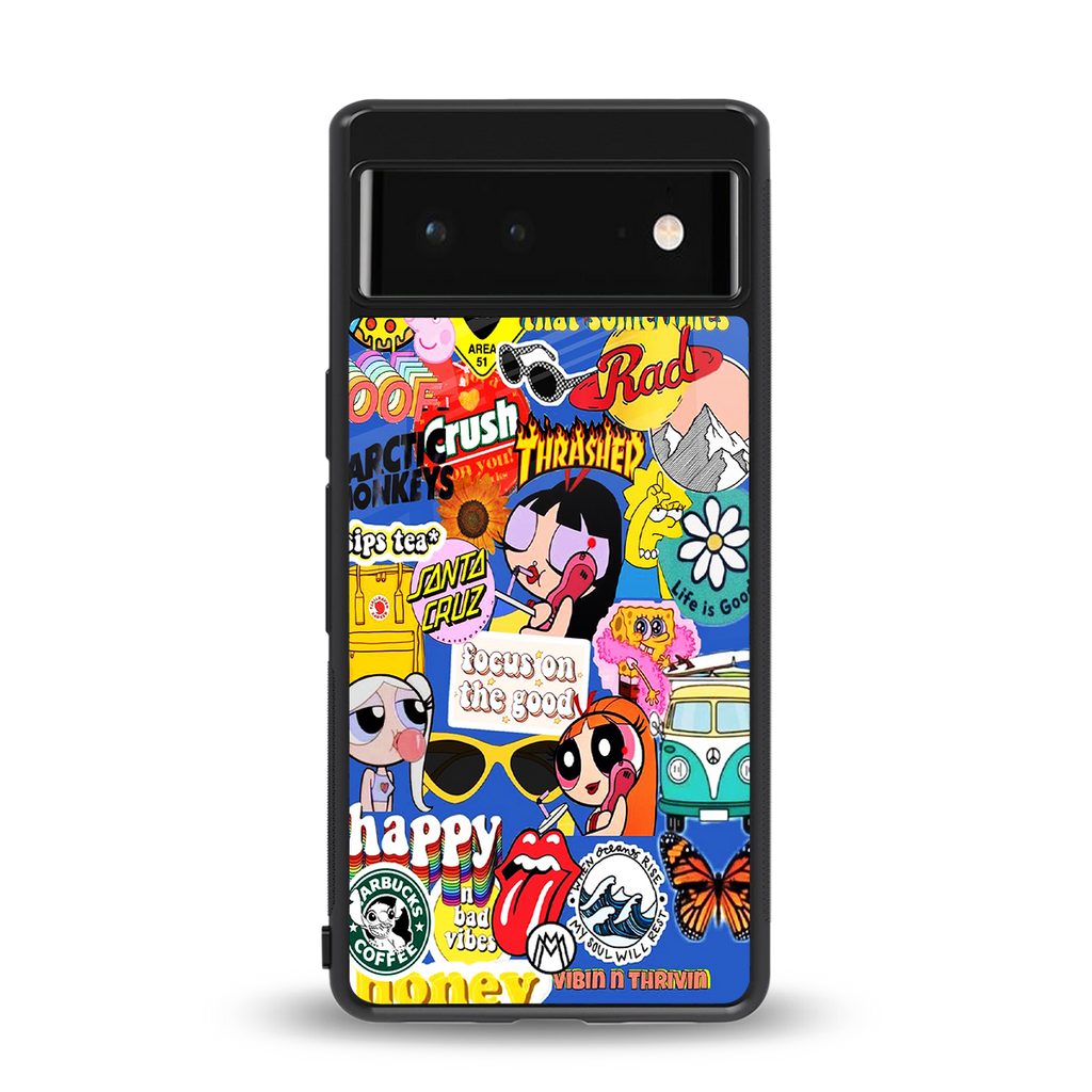 classic collage aesthetic back phone cover | glass case for Google Pixel 6A