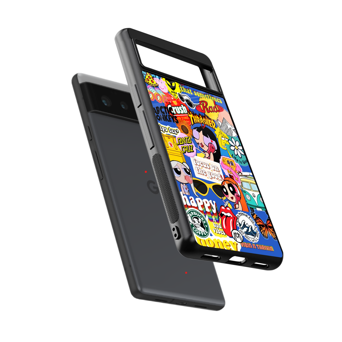 classic collage aesthetic back phone cover | glass case for google pixel 6