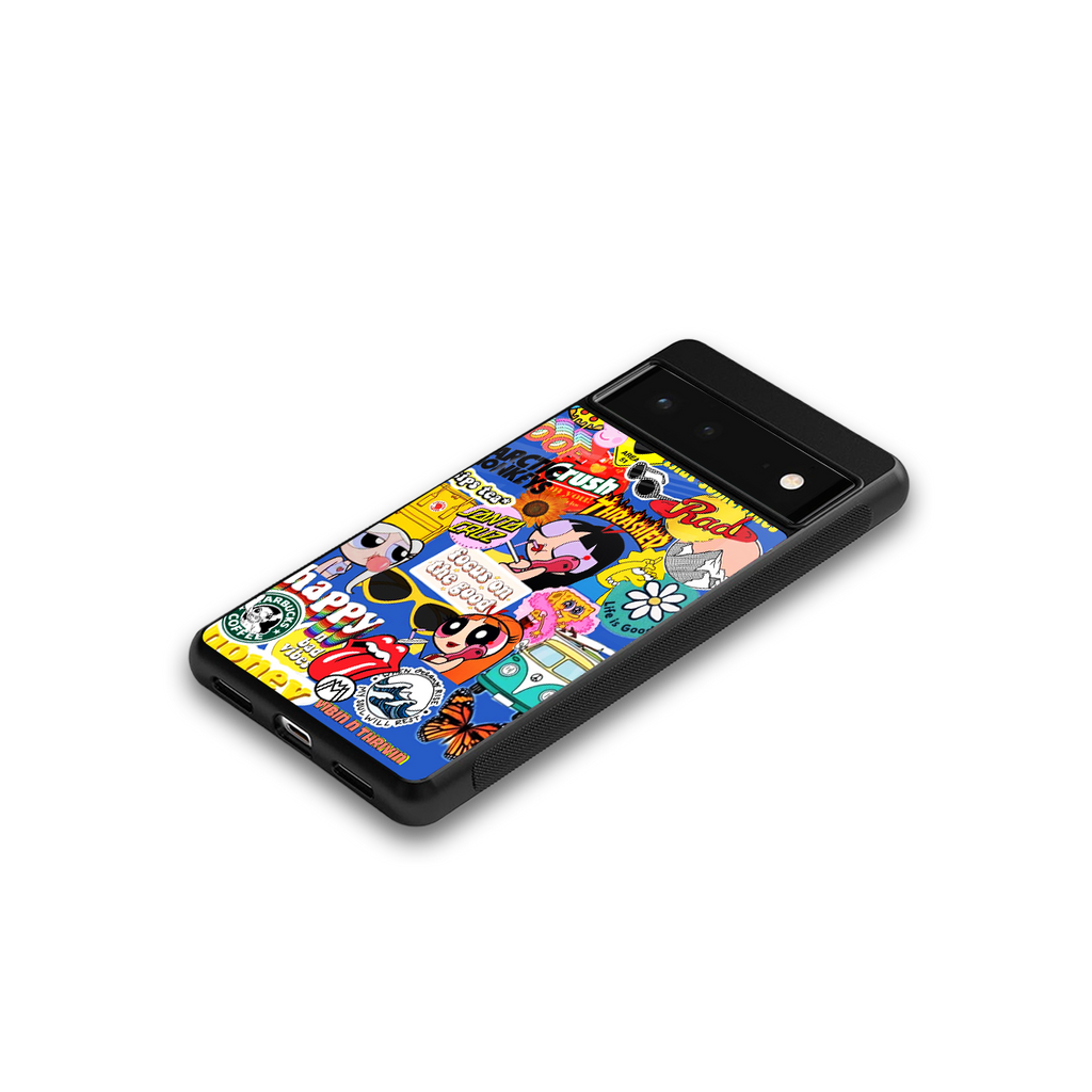 classic collage aesthetic back phone cover | glass case for google pixel 6