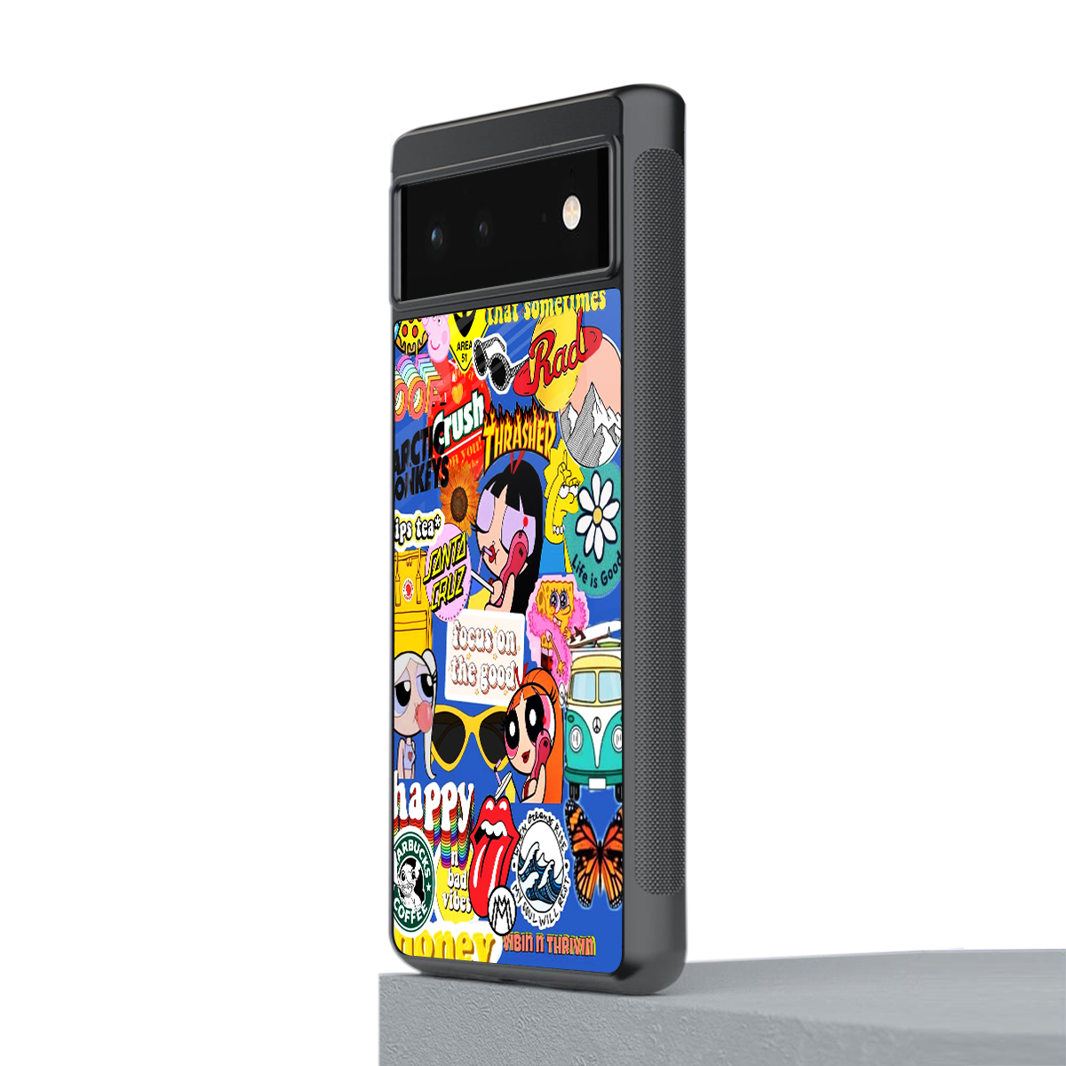classic collage aesthetic back phone cover | glass case for google pixel 6