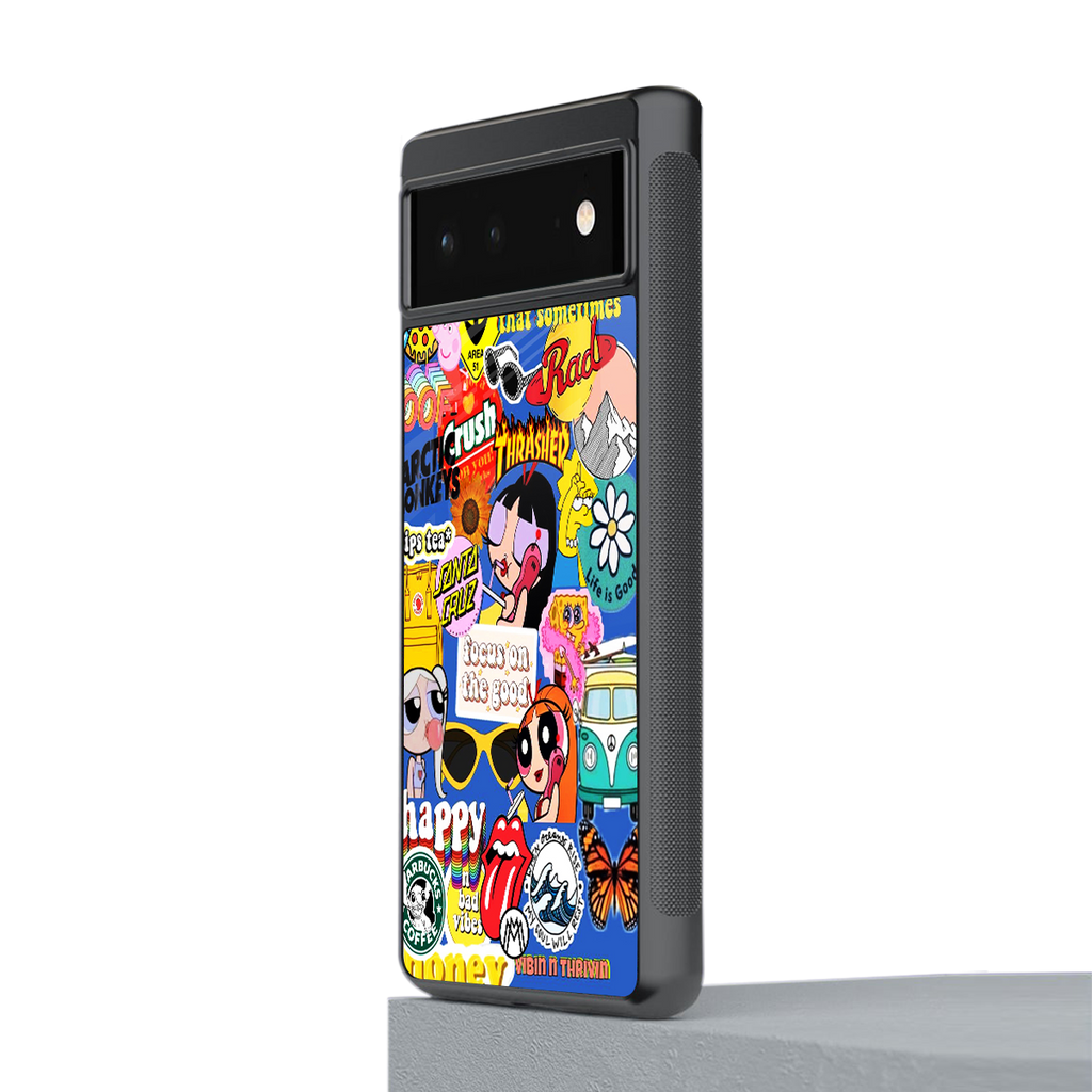 classic collage aesthetic back phone cover | glass case for Google Pixel 6A